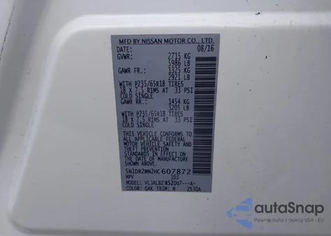 2017 Nissan Pathfinder S from USA, damaged, VIN 5N1DR2MN2HC607872